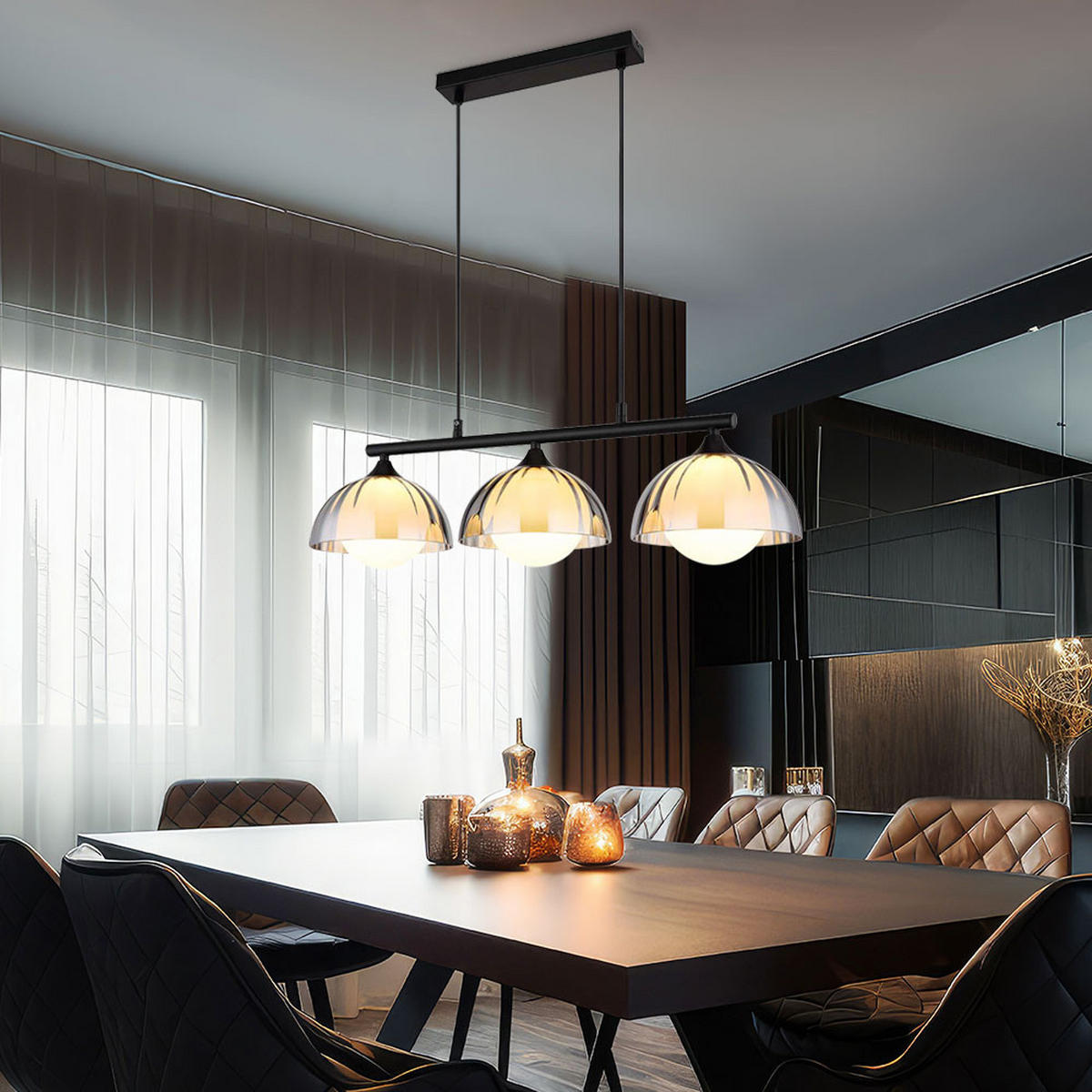 HÄNGELEUCHTE Eva Grau Rauchglas - Grau, Glas (70/20/120cm) - Nowa