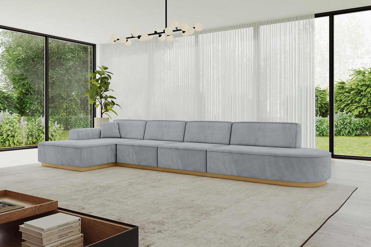 ECKSOFA Ottomane Links IREA-L3-v2 - 403x165x81 cm Grau - Grau, Holzwerkstoff/Textil (403/165cm) - ALTDECOR