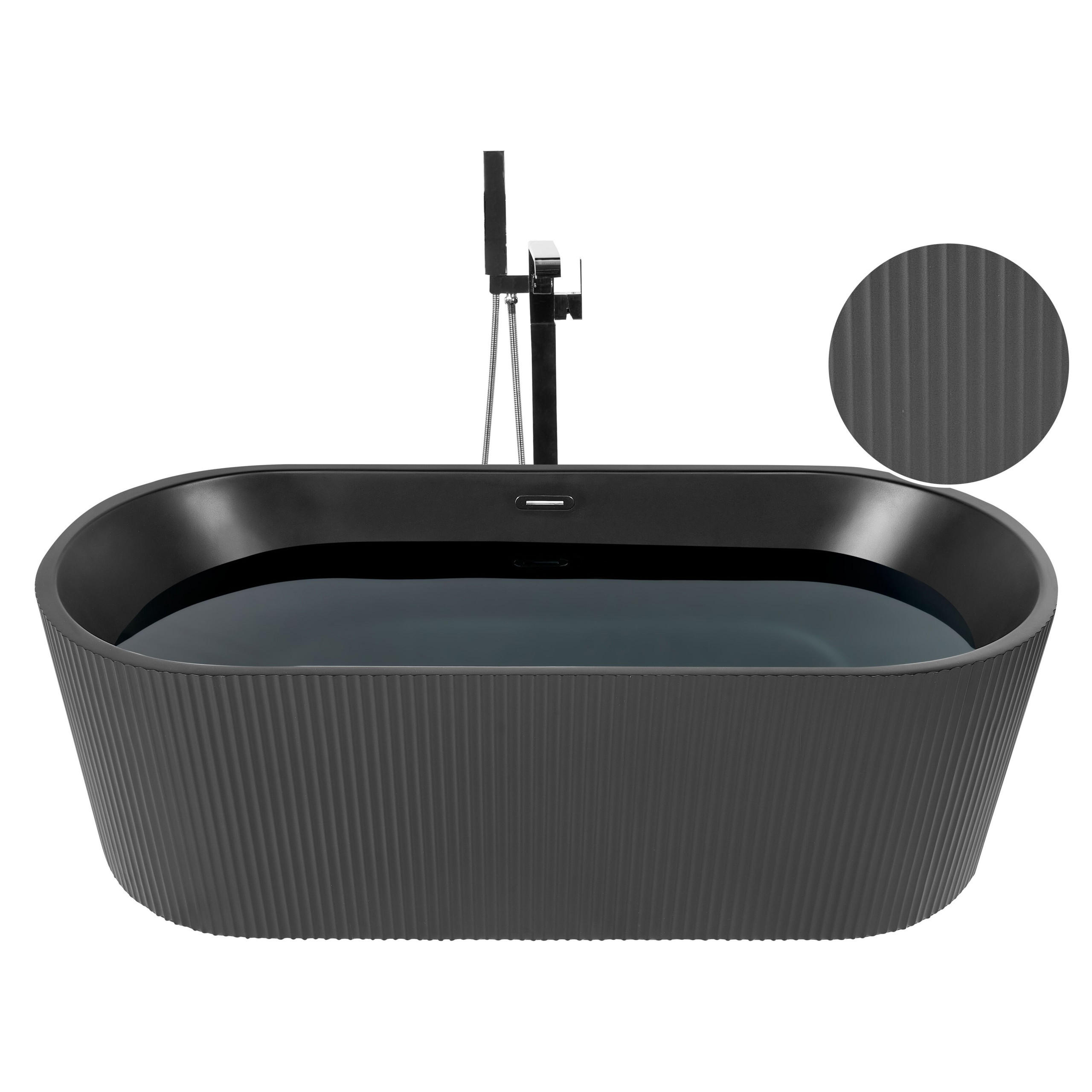 FREISTEHENDE BADEWANNE 81x169x59 cm schwarz Gocta - Schwarz, Kunststoff (81/59/169cm) - Beliani