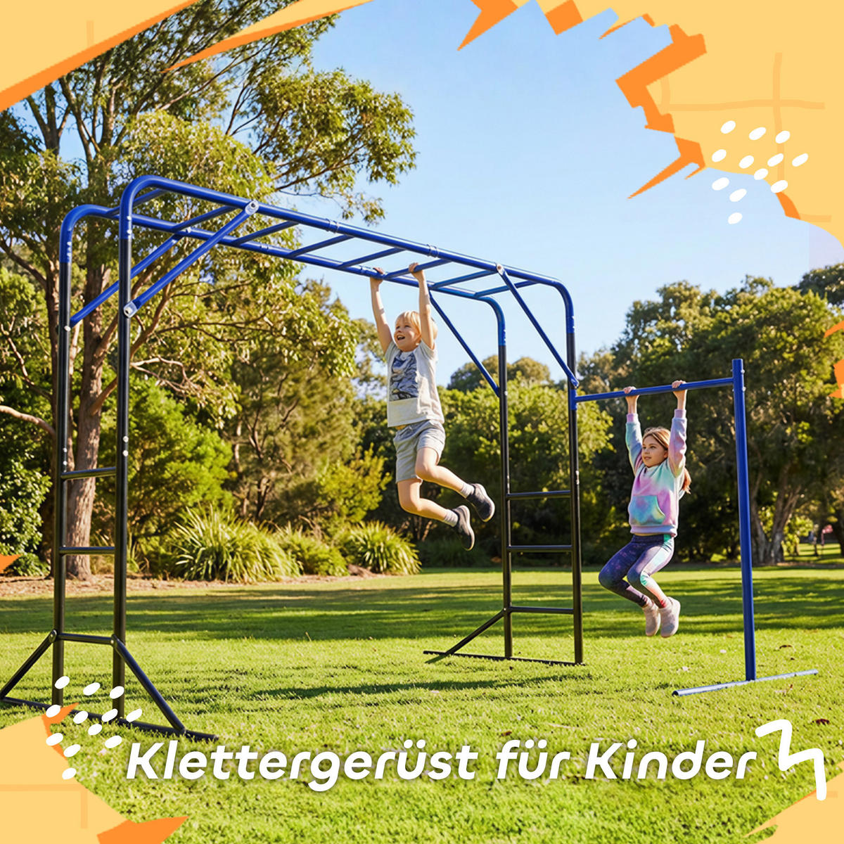 OUTDOOR-KLETTERGERÜST Stahl Schwarz - Schwarz, Metall (190/180/250cm) - AIYAPLAY