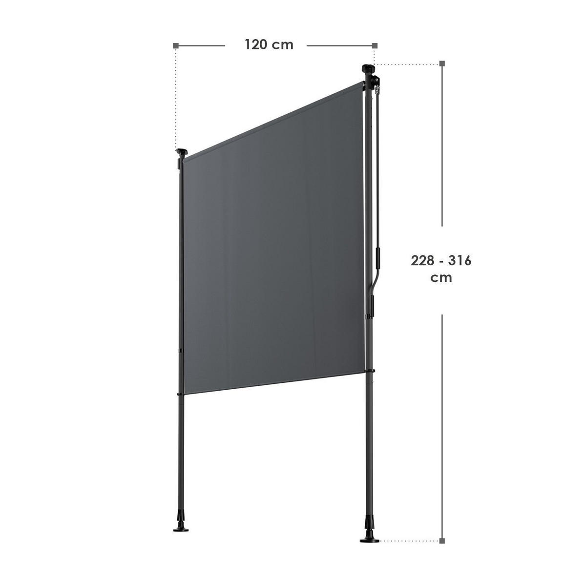 SENKRECHTMARKISE Barbados grau 120 x 310 cm - Grau, Textil (120/310cm) - Juskys