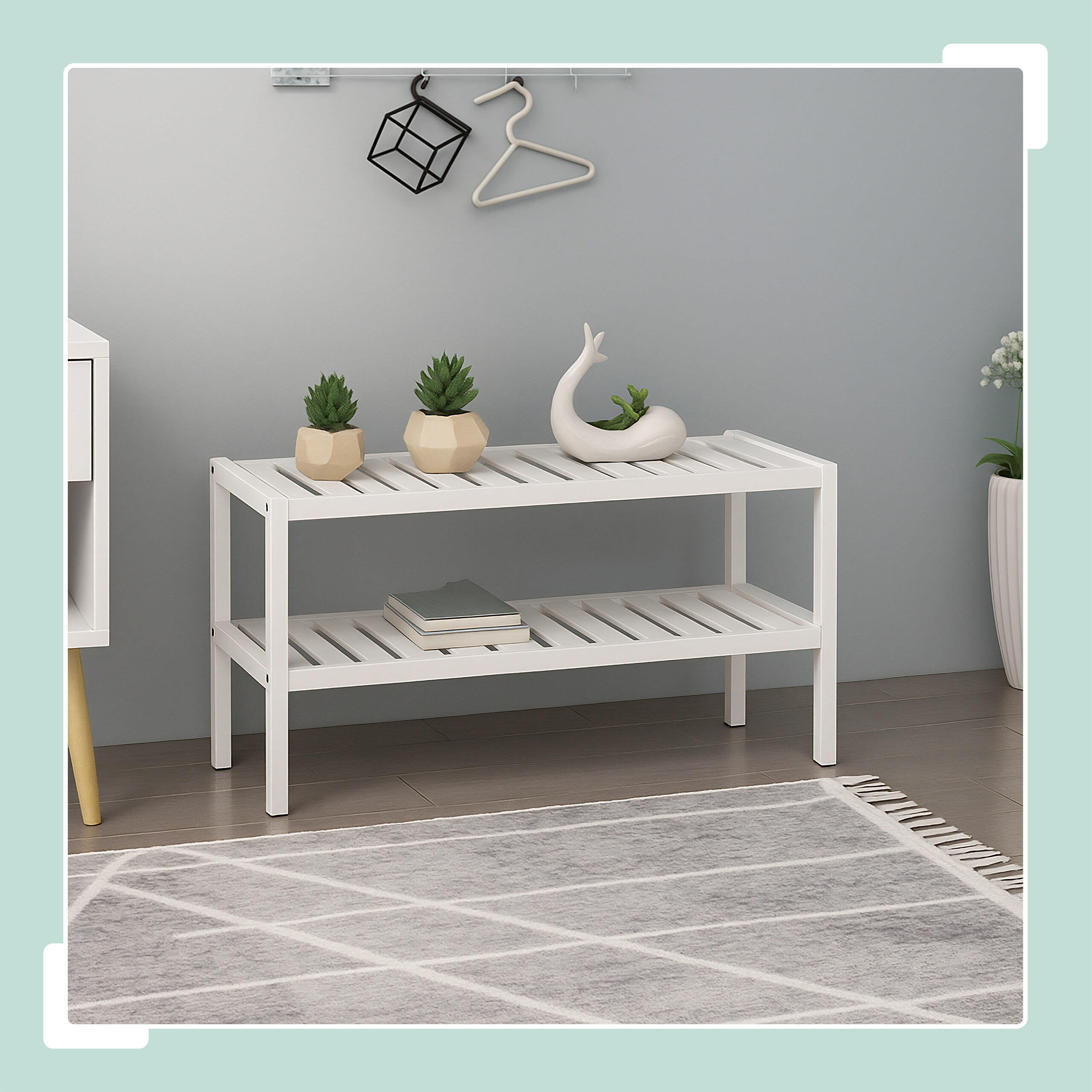 SCHUHREGAL - Weiß, Holz (70/33/26cm) - Relaxdays