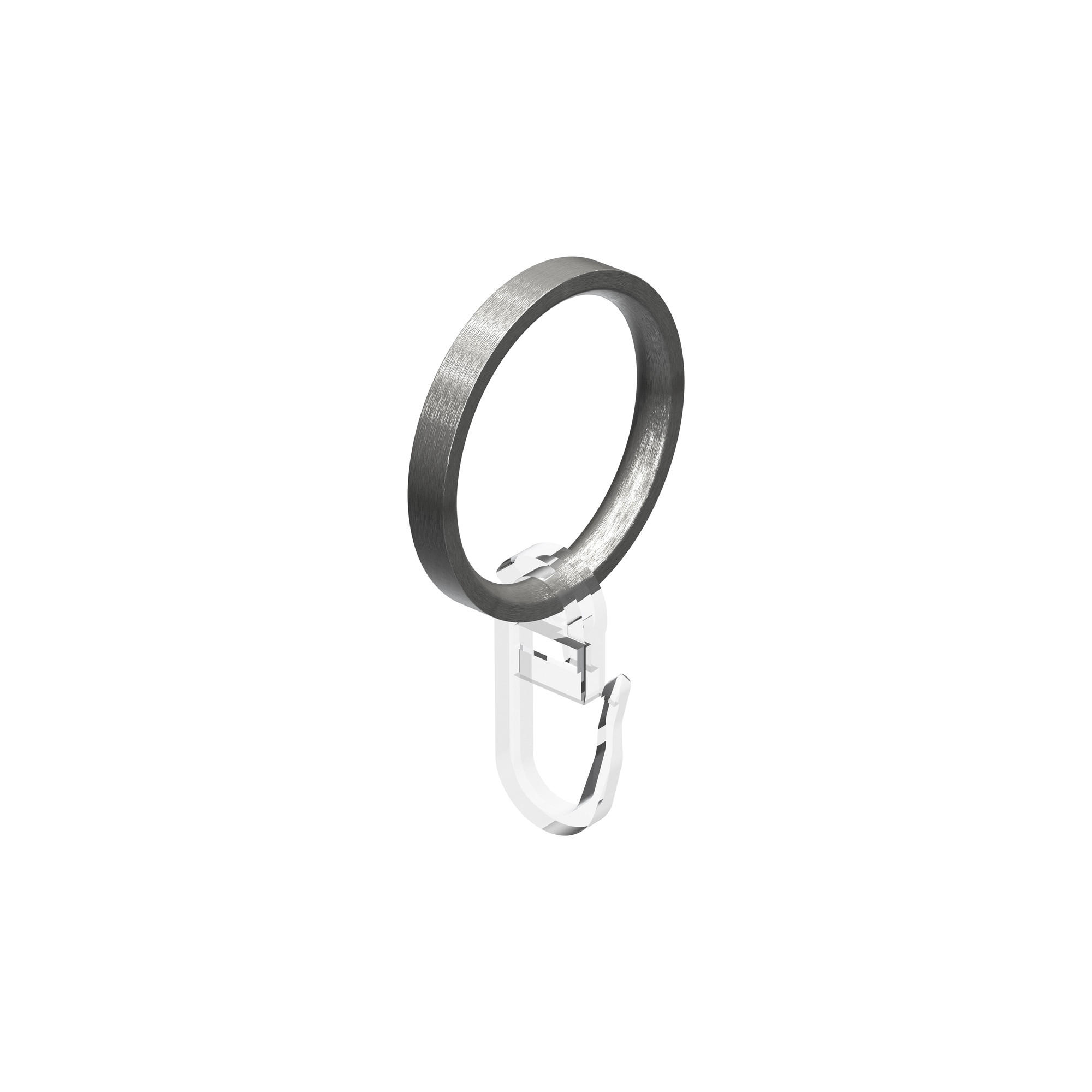 FLACHRINGE MIT FALTENHAKEN FÜR GARDINENSTANGEN 16 mm Ø, Edelstahl-Optik, Packung 10 Stück - Edelstahlfarben, Metall (16cm) - INTERDECO