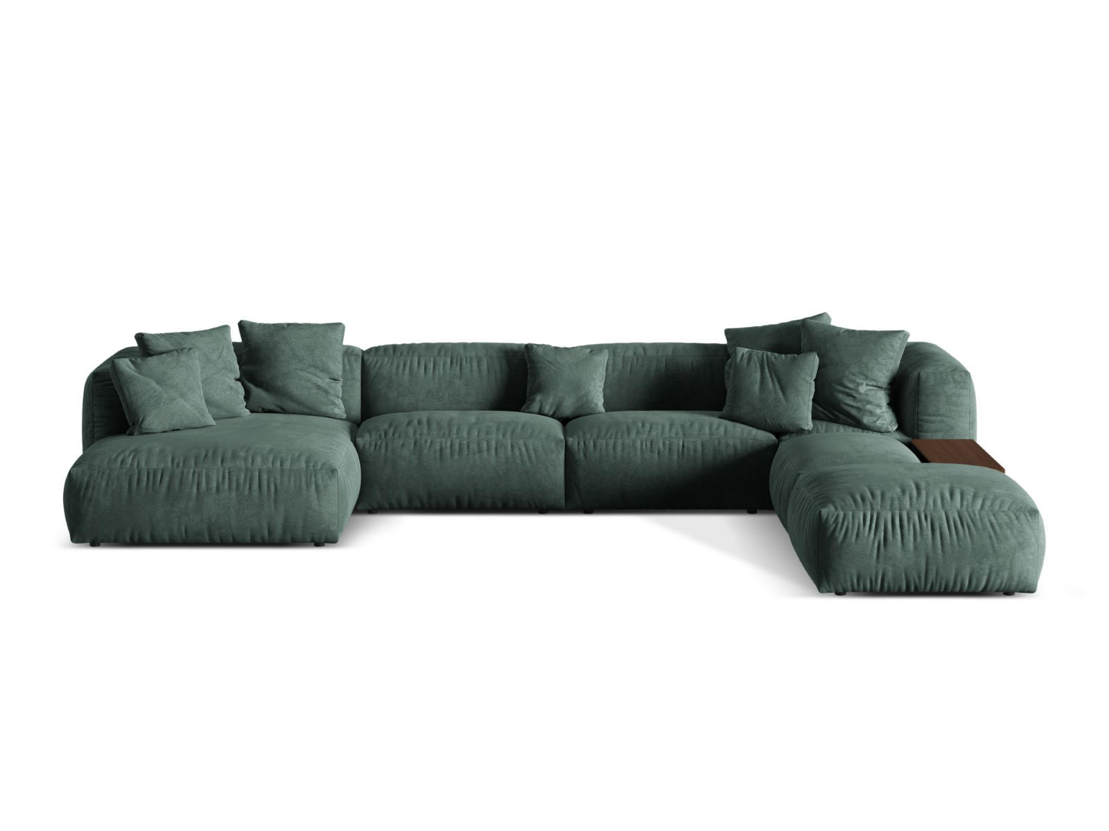 PANORAMASOFA modular rechts Martina aus Samt petrol 5 Sitzplätze - Salbeigrün, Textil (280/75/406cm) - Micadoni