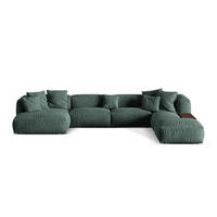 PANORAMASOFA modular rechts Martina aus Samt petrol 5 Sitzplätze - Salbeigrün, Textil (280/75/406cm) - Micadoni