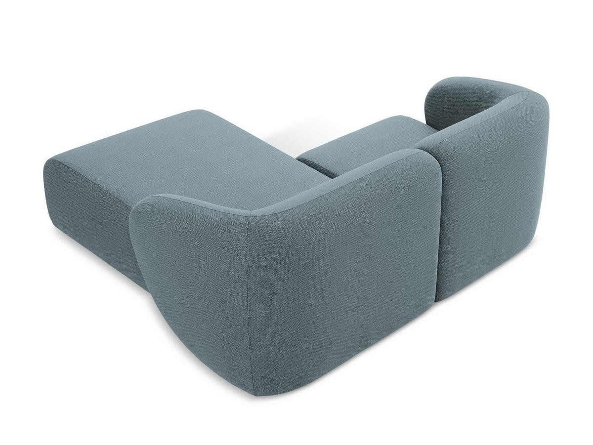 ECKSOFA Rechts Bouclé Stoff Blau - Blaugrau/Schwarz, Holzwerkstoff/Kunststoff (178/166cm) - Makamii
