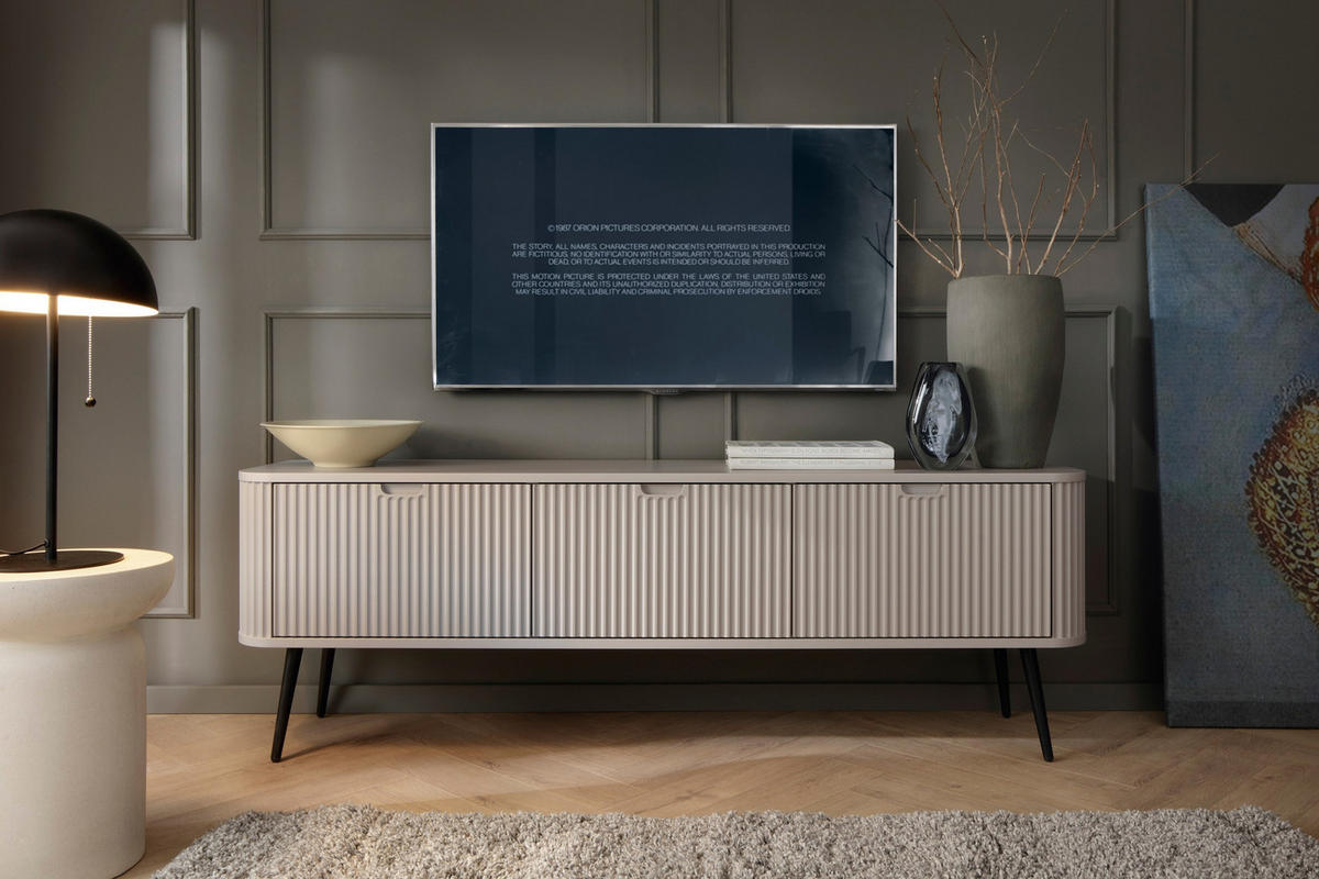 TV-LOWBOARD MODERNO 168/56/39 in Caschmir/Schwarz - Creme/Schwarz, Holzwerkstoff (168/56/39cm) - Deine Möbel 24