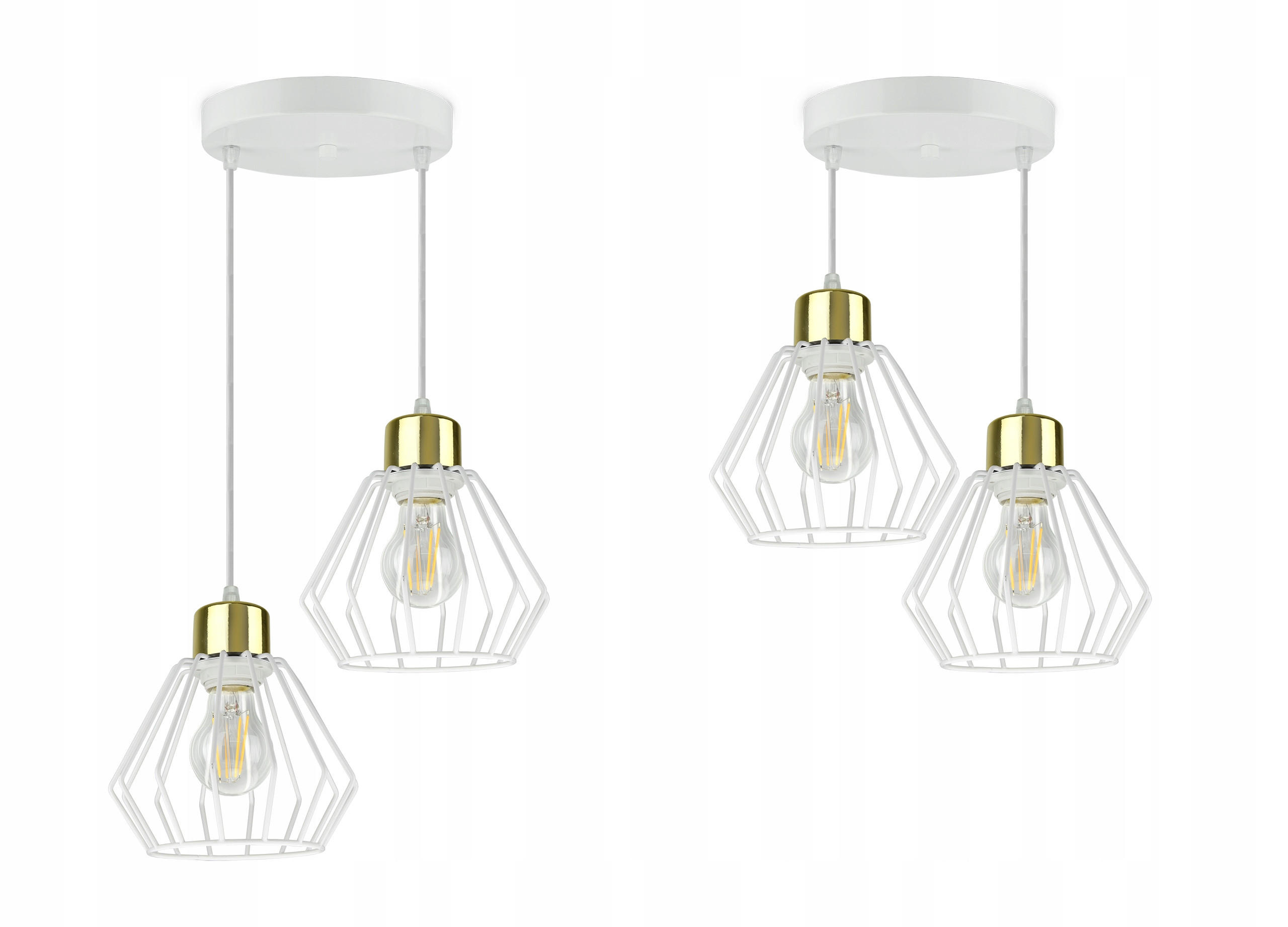 PENDELLEUCHTE LOFT - Goldfarben/Weiß, Metall (30/30/80cm) - kiki design