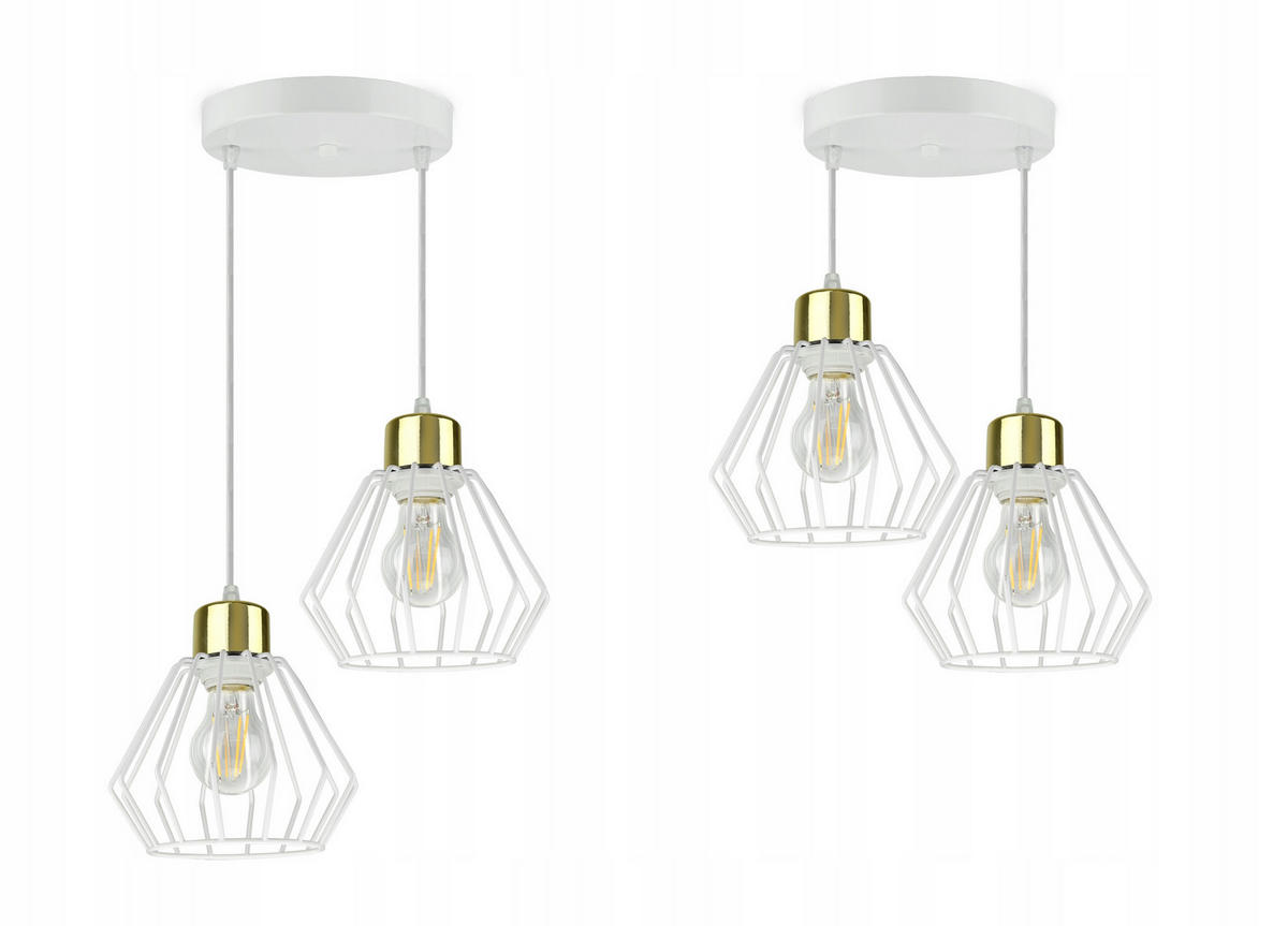 PENDELLEUCHTE LOFT - Goldfarben/Weiß, Metall (30/30/80cm) - kiki design