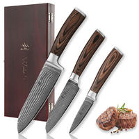 MESSERSET 3-tlg Damast EDIB - Braun, Metall - Wakoli