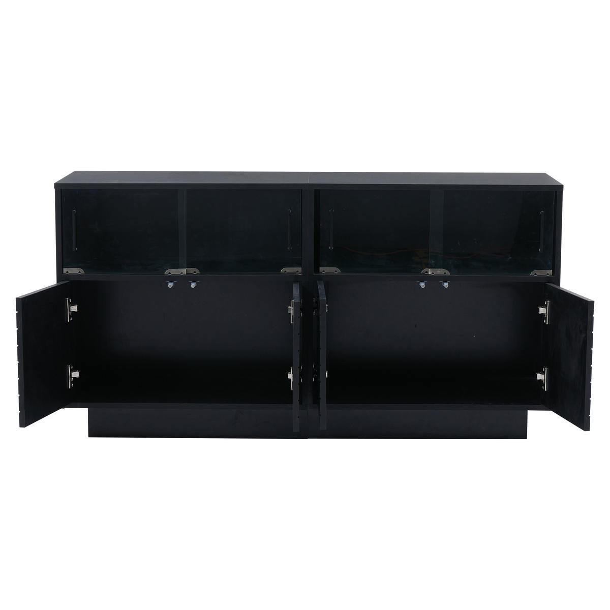 SIDEBOARD Schwarz LED 130/35/68 cm - Schwarz, Holzwerkstoff (130/68/35cm) - PANGIVO