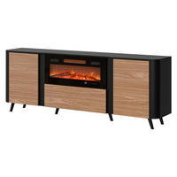 COMODĂ Volare 200 EF cu Semineu - culoare lemn de nuc/negru, material plastic/compozit lemnos (200/76/39cm) - MIRJAN24