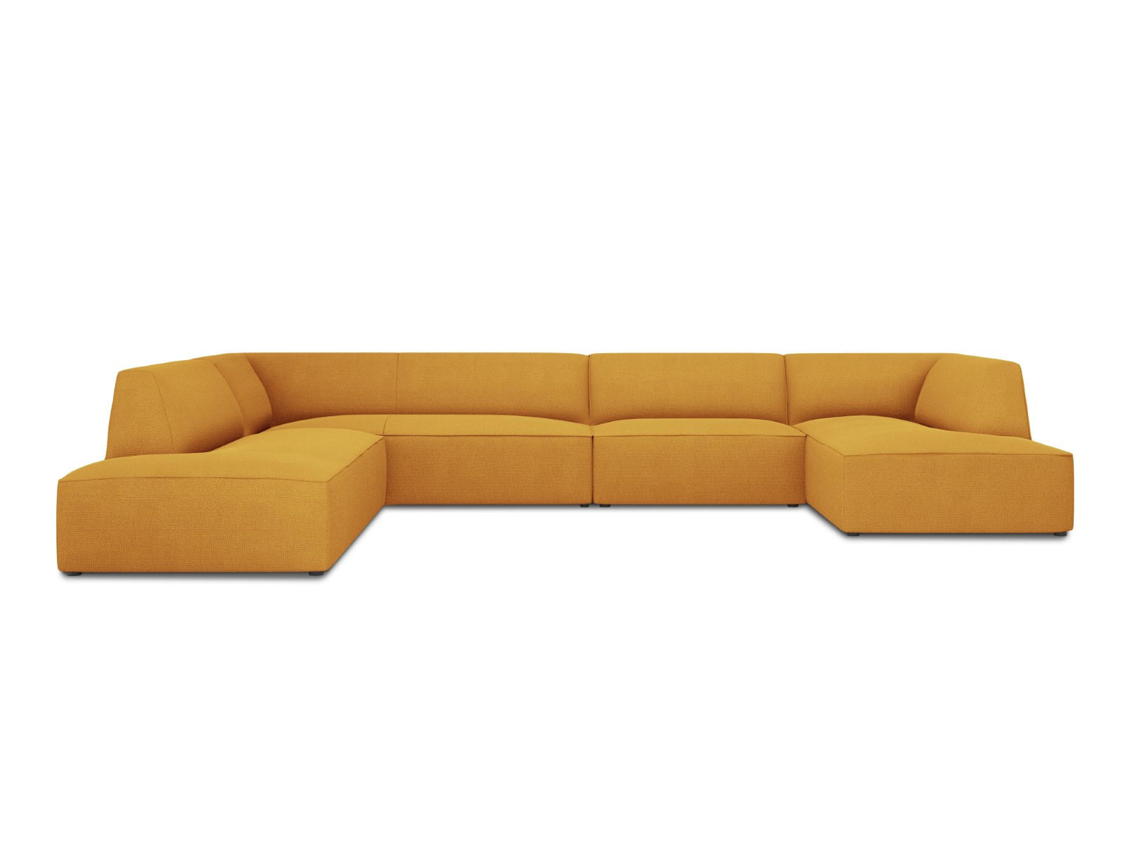 PANORAMASOFA links Ruby aus strukturiertem Stoff gelb 7 Sitzplätze - Gelb, Textil (273/69/366cm) - Micadoni