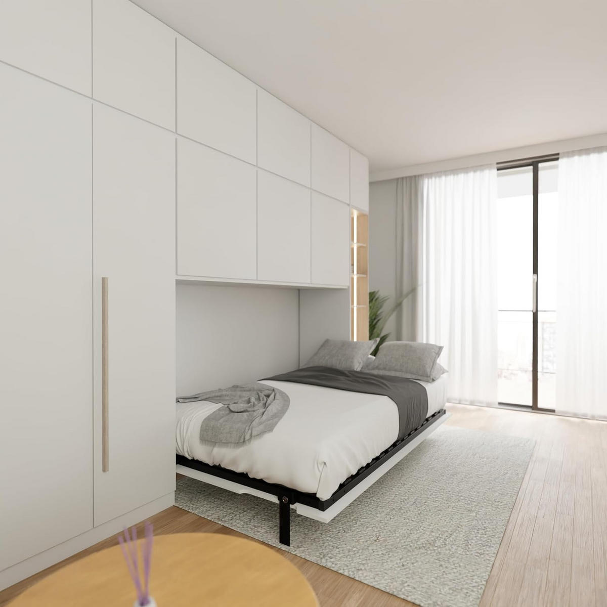 SCHRANKBETT Morphy Einbaubares 190x120 Horizontal - Weiß, Holz (190/120cm) - WallBedKing