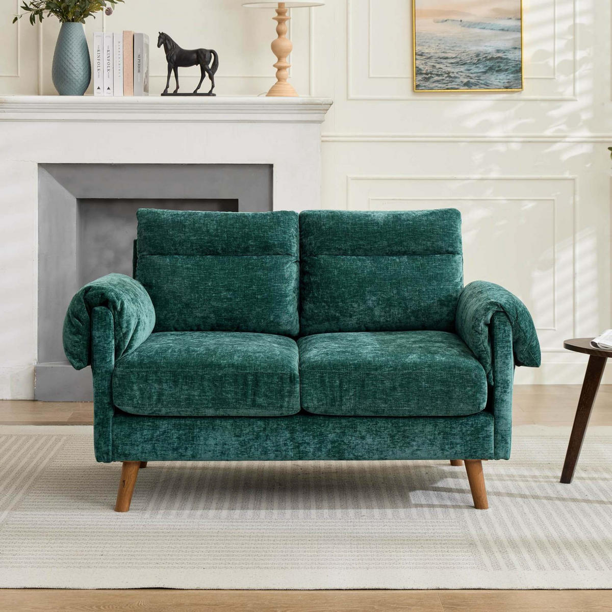 ZWEISITZER-COUCH 2-Sitzer Chenille Grün - Grün, Holzwerkstoff (70/85/124cm) - Meubliv