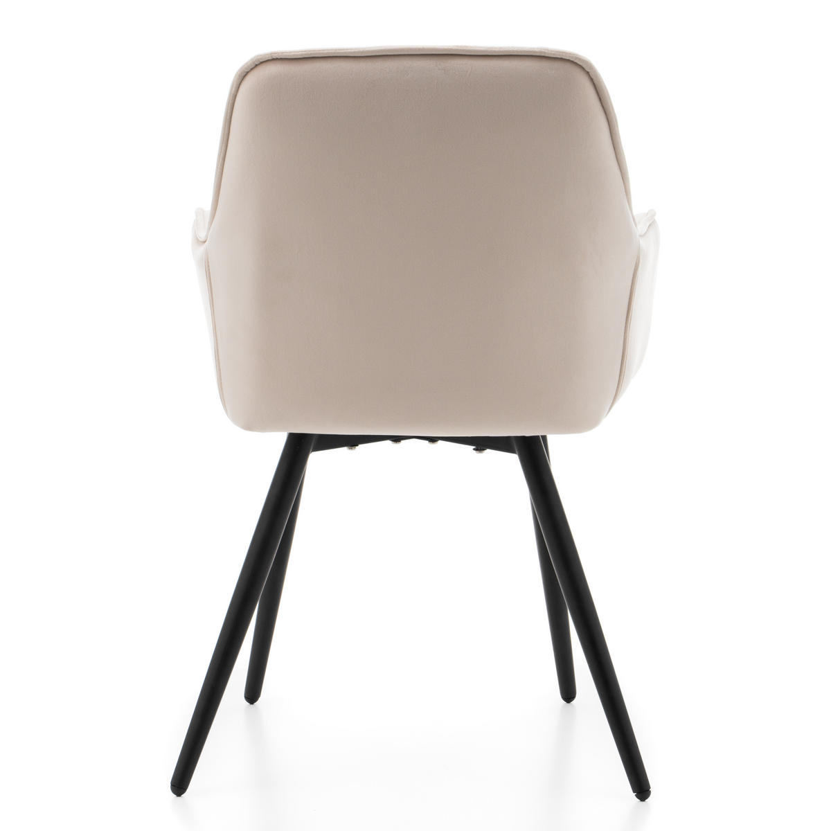 STUHL SIENA gepolstert mit Steppung - beige schwarze Beine - Samt Velours - Ecru/Beige, Textil/Metall (58/87/61cm) - NEW HOME