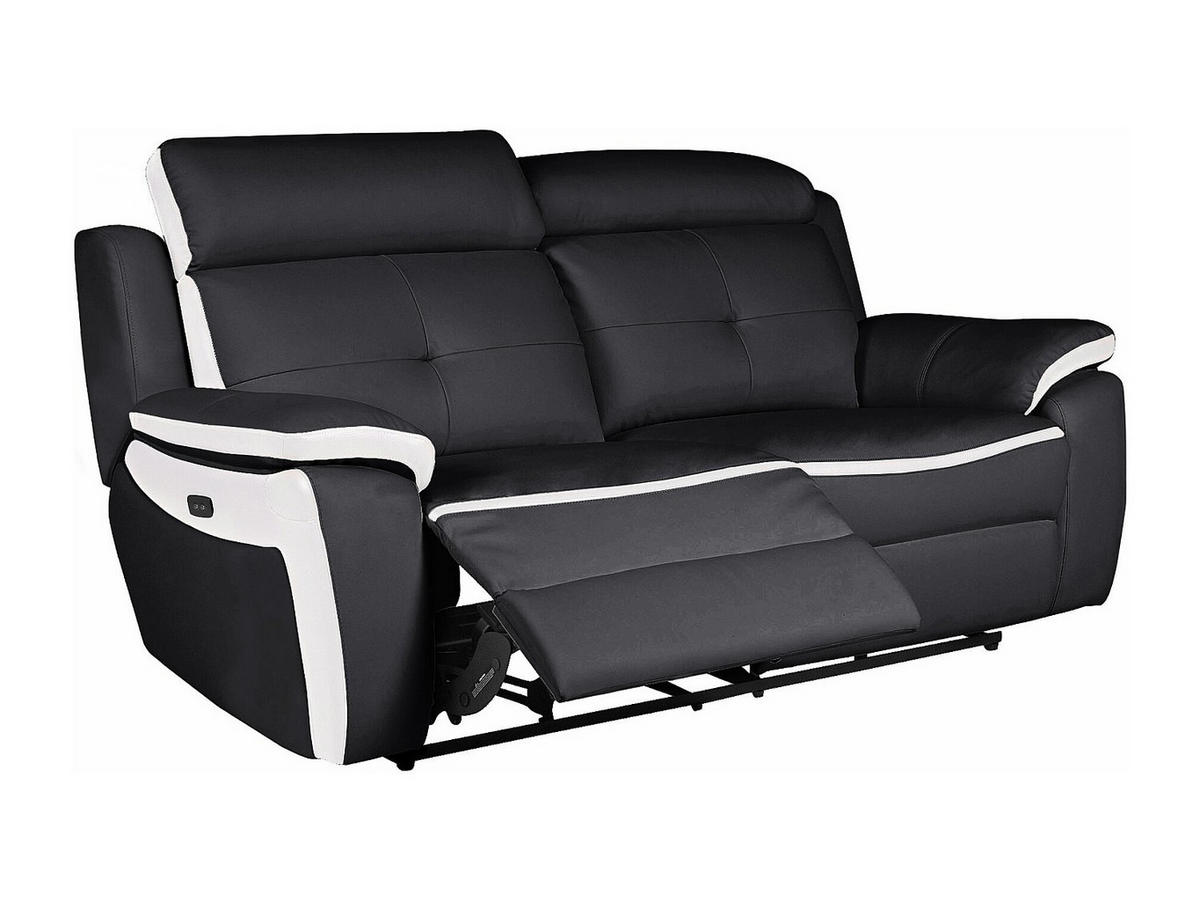 RELAXSOFA - -Sitzer - Leder - Schwarz, Weiß - - Schwarz/Weiß, Leder (207/92/97cm) - Vente-Unique