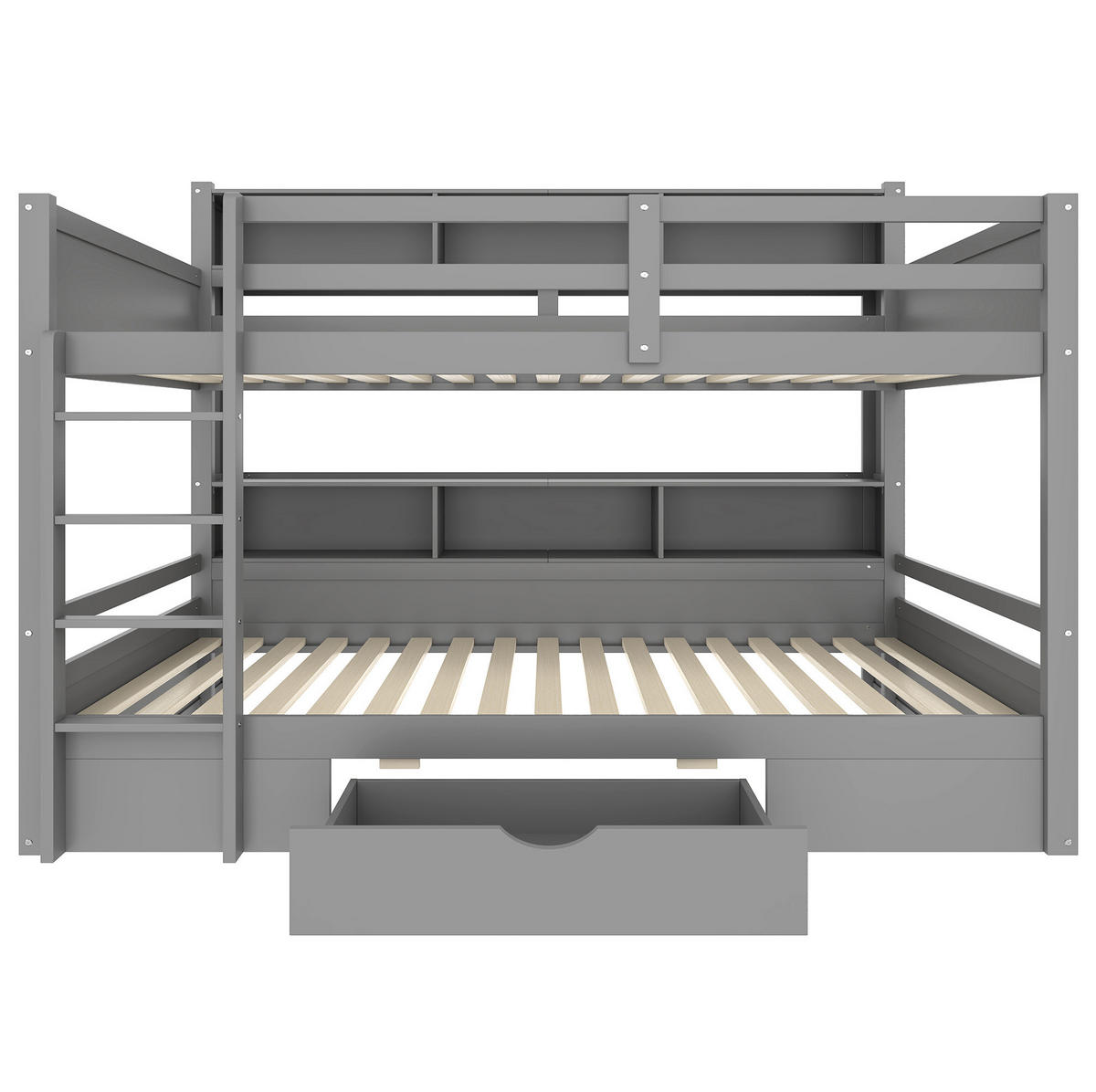 ETAGENBETT 90/200 cm Grau mit Schublade und Ablagefächern - Grau, Holz (90/200cm) - BEAOK