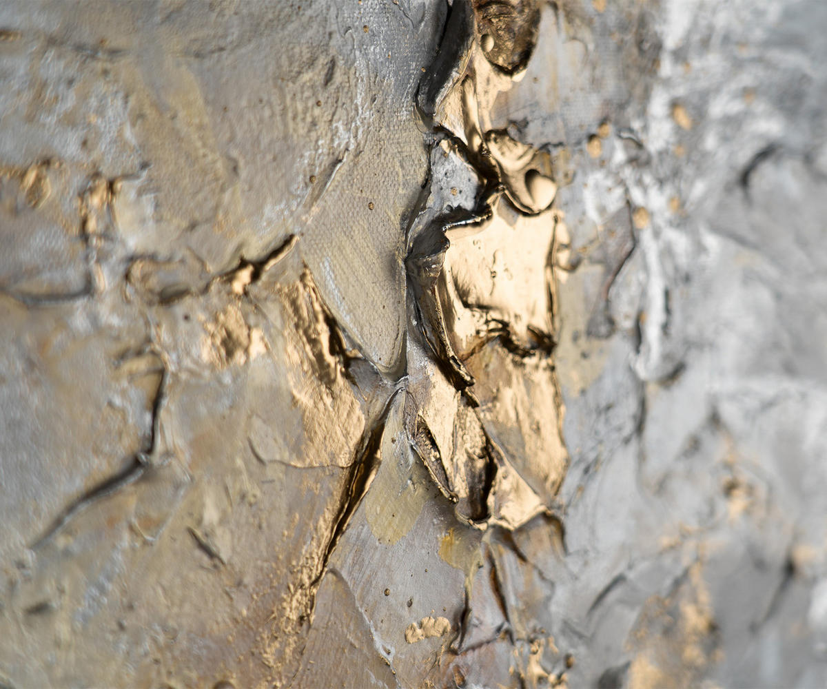GEMÄLDE Harmonie von Gold und Silber Schattenfugenrahmen Gold 60x40 cm - Goldfarben, Holz (60/40cm) - YS-art gallery