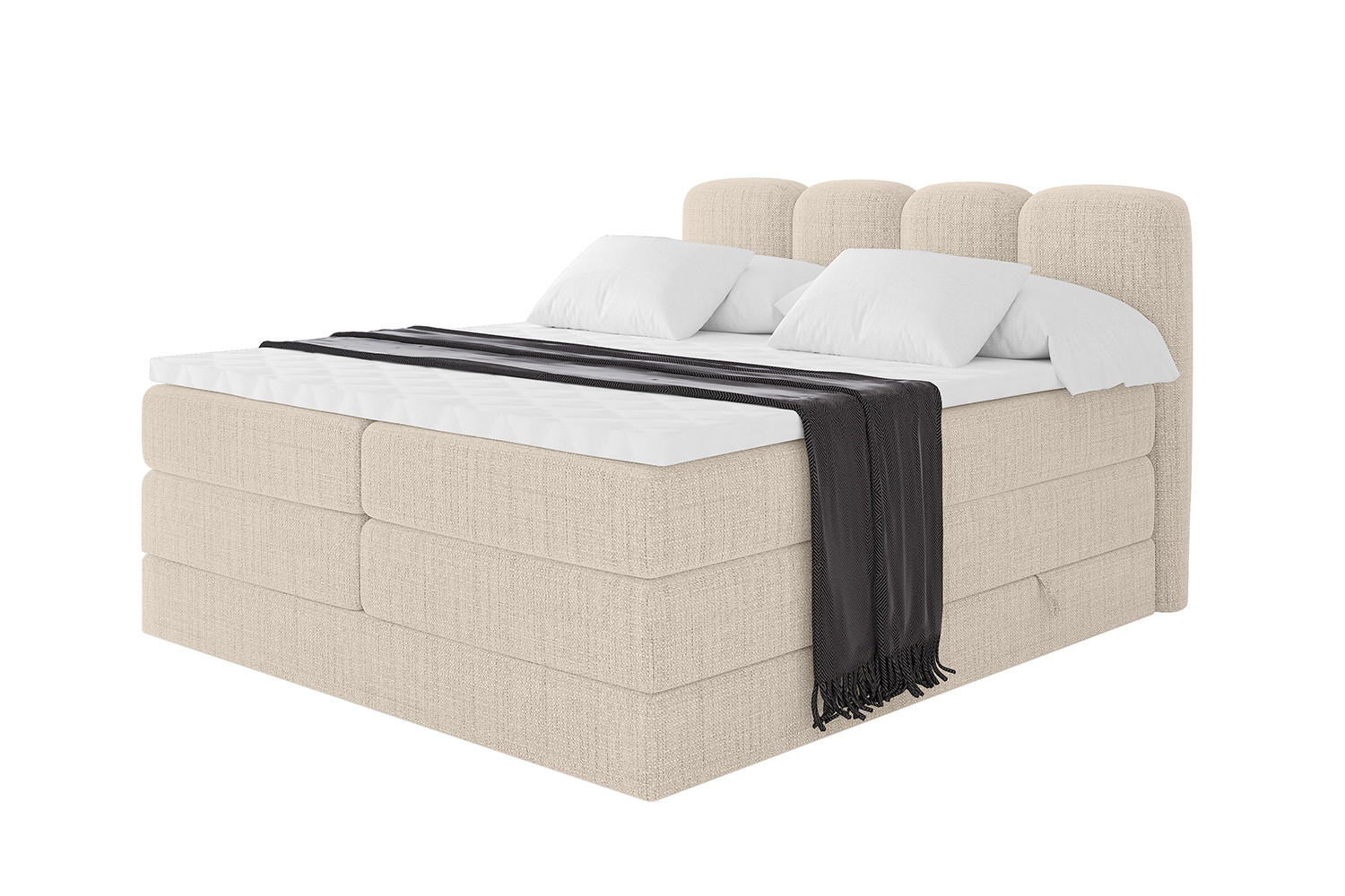 BOXBETT mit Matratze H3|H4 - NINA KING - 160x200 cm - Beige - Beige, Holzwerkstoff (160/200cm) - ALTDECOR