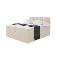BOXBETT mit Matratze H3|H4 - NINA KING - 160x200 cm - Beige - Beige, Holzwerkstoff (160/200cm) - ALTDECOR