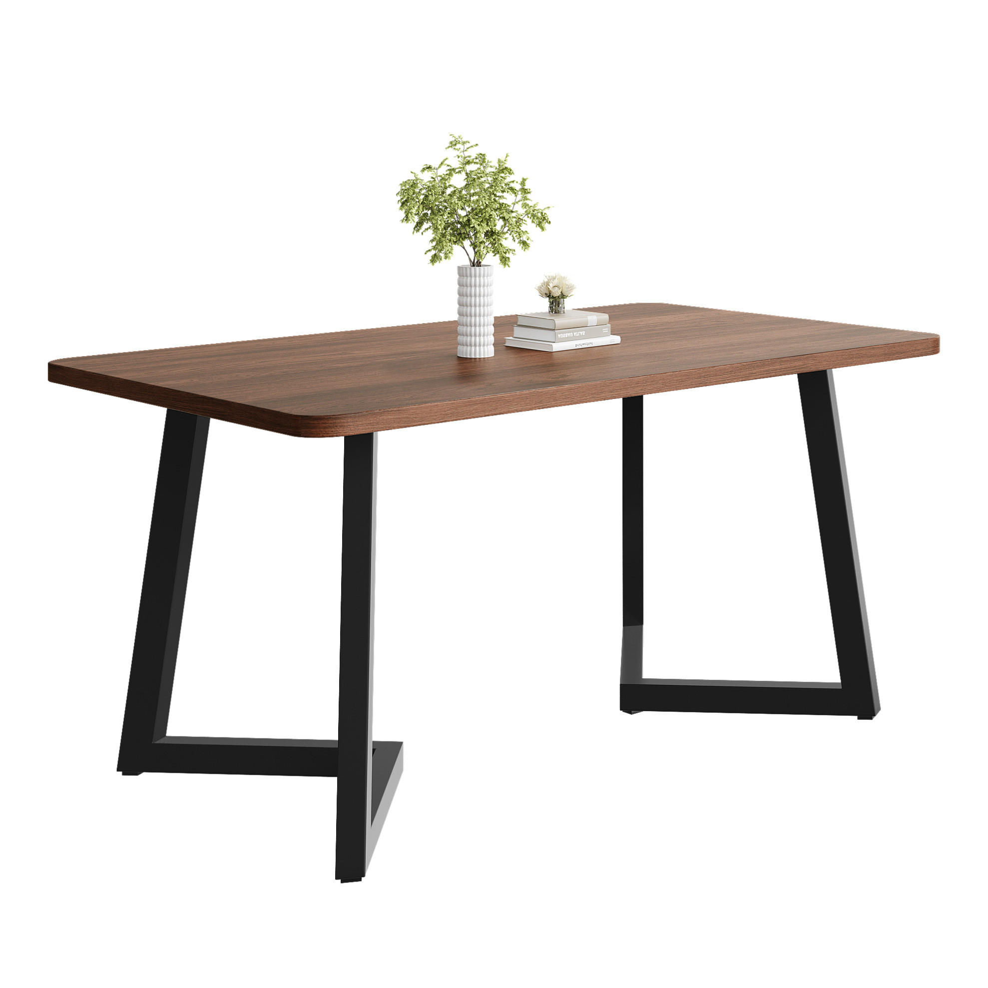 ESSTISCH rechteckig 117x68 cm MDF in Walnut/Black - Schwarz, Metall (117/68/75cm) - Meubliv