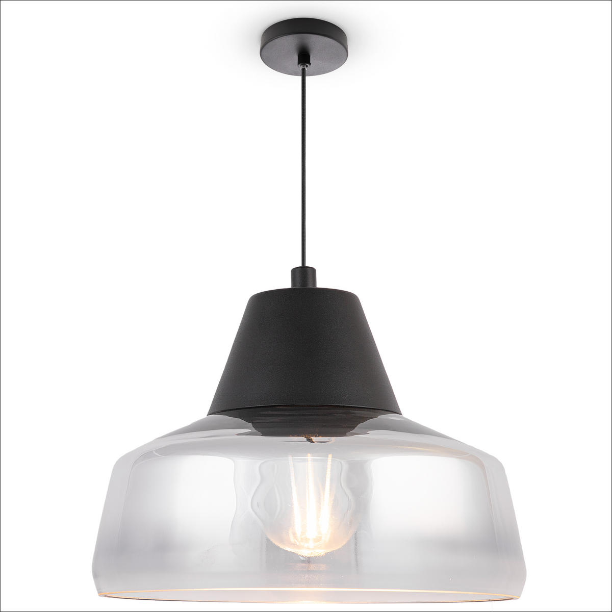 PENDELLEUCHTE Diara - Chromfarben/Schwarz, Metall (23.5/23.5/16.9cm) - Paco Home