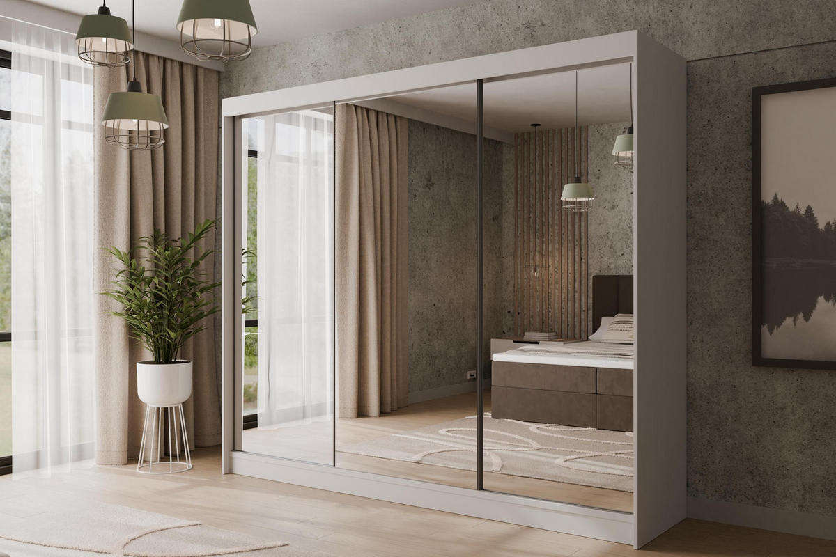 KLEIDERSCHRANK AMOHA - 250 cm - Weiß - Weiß, Holzwerkstoff (250/215/61cm) - ALTDECOR