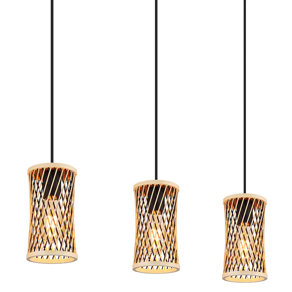 HÄNGELEUCHTE Metall Rattan Braun - Braun, Holz (72/12/150cm) - Globo Lighting