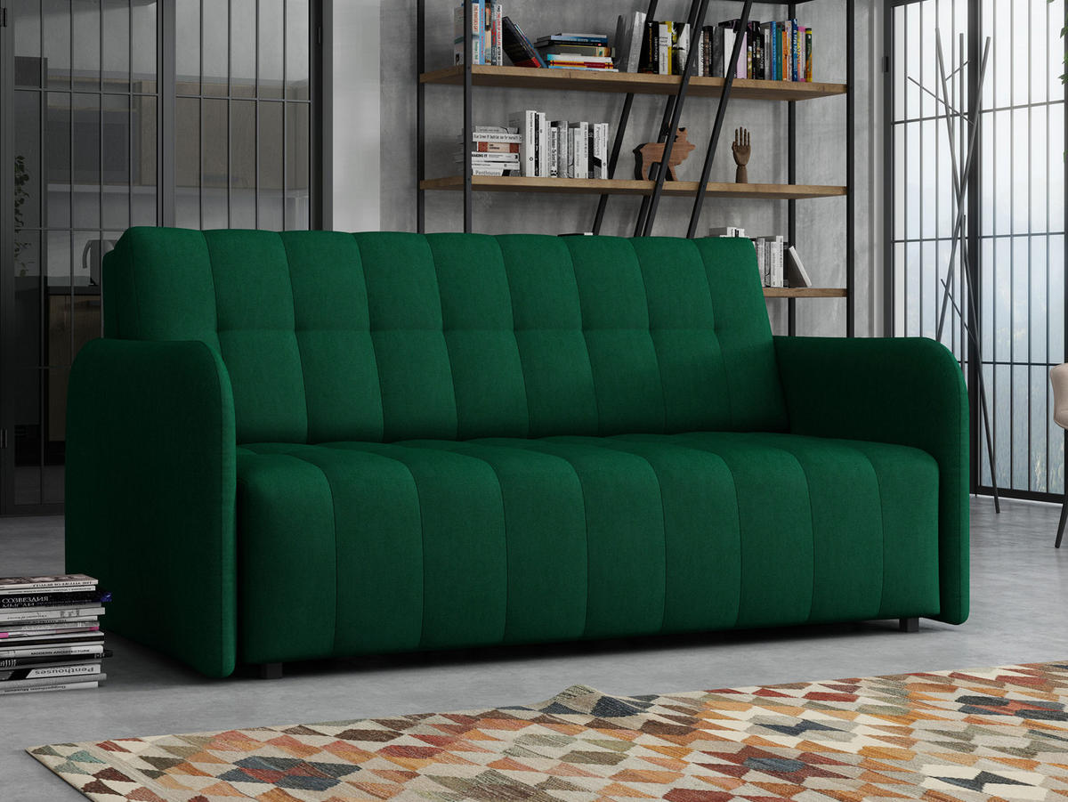 SCHLAFSOFA Viva Grand IV - Smaragdgrün/Schwarz, Holz/Kunststoff (165/85/95cm) - MIRJAN24