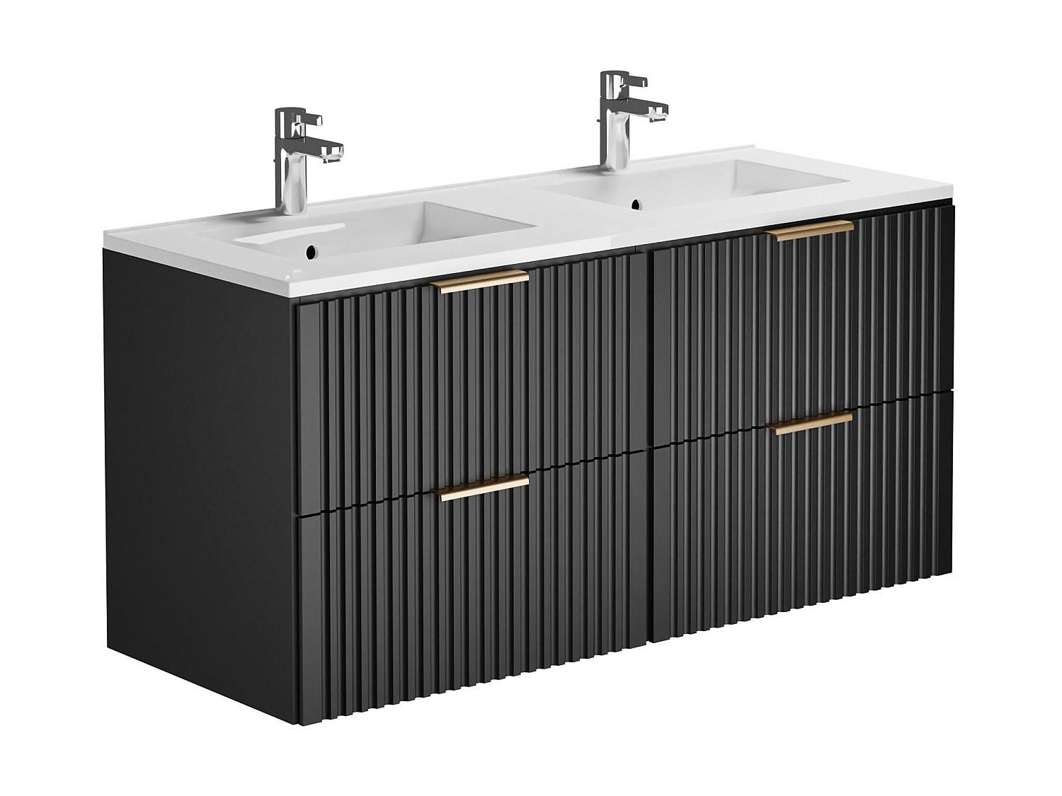 Vente-Unique Doppelwaschtisch Schwarz 120x57x46 cm