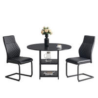 ESSGRUPPE DE-39424 3-teilig, mit doppelter Ablage und 2 Stühlen Schwarz - Schwarz, Metall (107/75/107cm) - ComfortXL