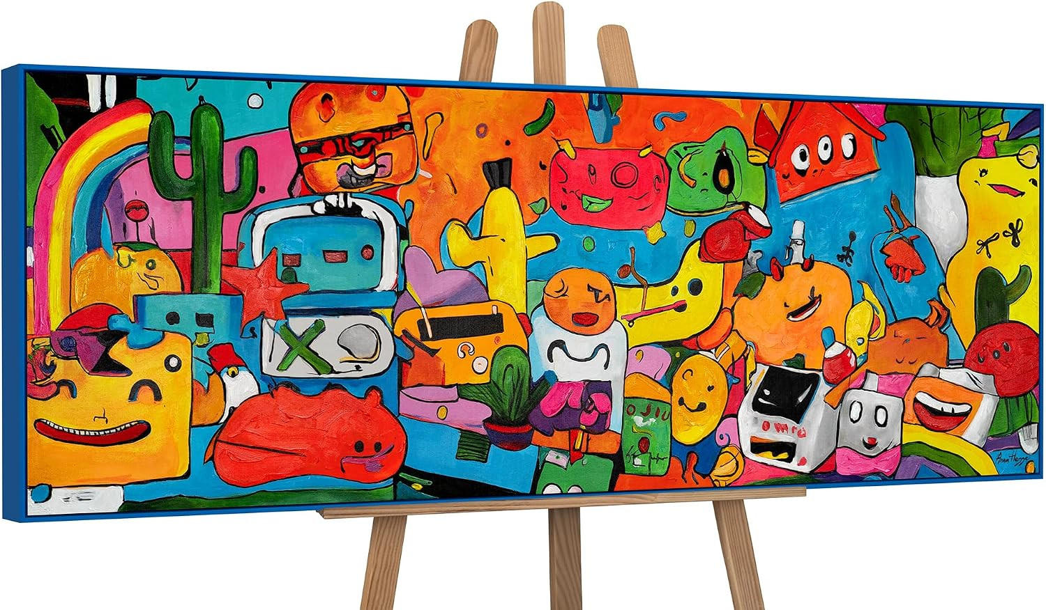 GEMÄLDE Farbenfrohe Welt Schattenfugenrahmen Blau 150x50 cm - Blau, Holz (150/50cm) - YS-art gallery