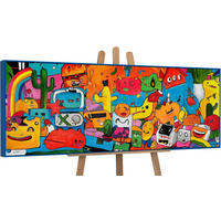 GEMÄLDE Farbenfrohe Welt Schattenfugenrahmen Blau 150x50 cm - Blau, Holz (150/50cm) - YS-art gallery