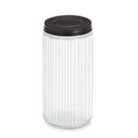 GLASBEHÄLTER geriffelt mit Metalldeckel - Transparent, Glas (9.3/19.5/9.3cm) - ZELLER