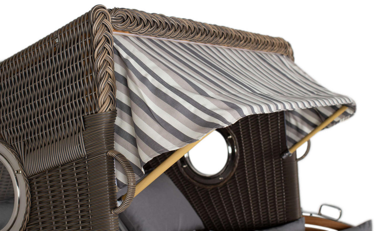 STRANDKORB XL Schillig Bullauge - Braun/Grau, Metall (142/170/95cm) - Mr. Deko