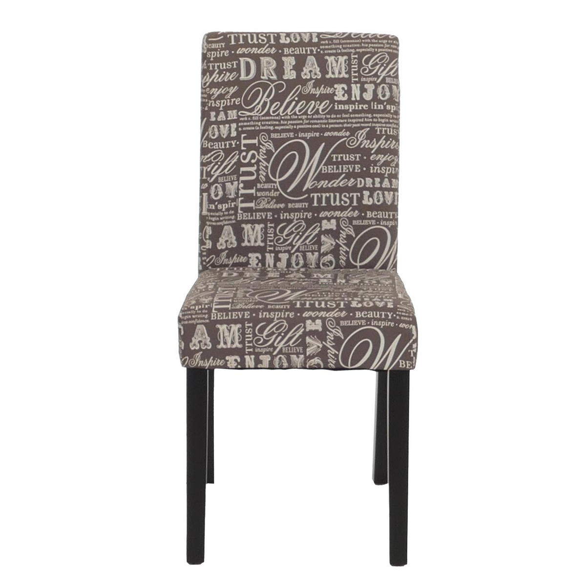 ESSZIMMERSTUHL 4er-Set klassisch und zeitlos 90x43x56cm Sitzhöhe 45cm Textil mit Schriftzug dunkle Beine Grau - Grau, Textil (43/90/56cm) - CHEFGASTRO