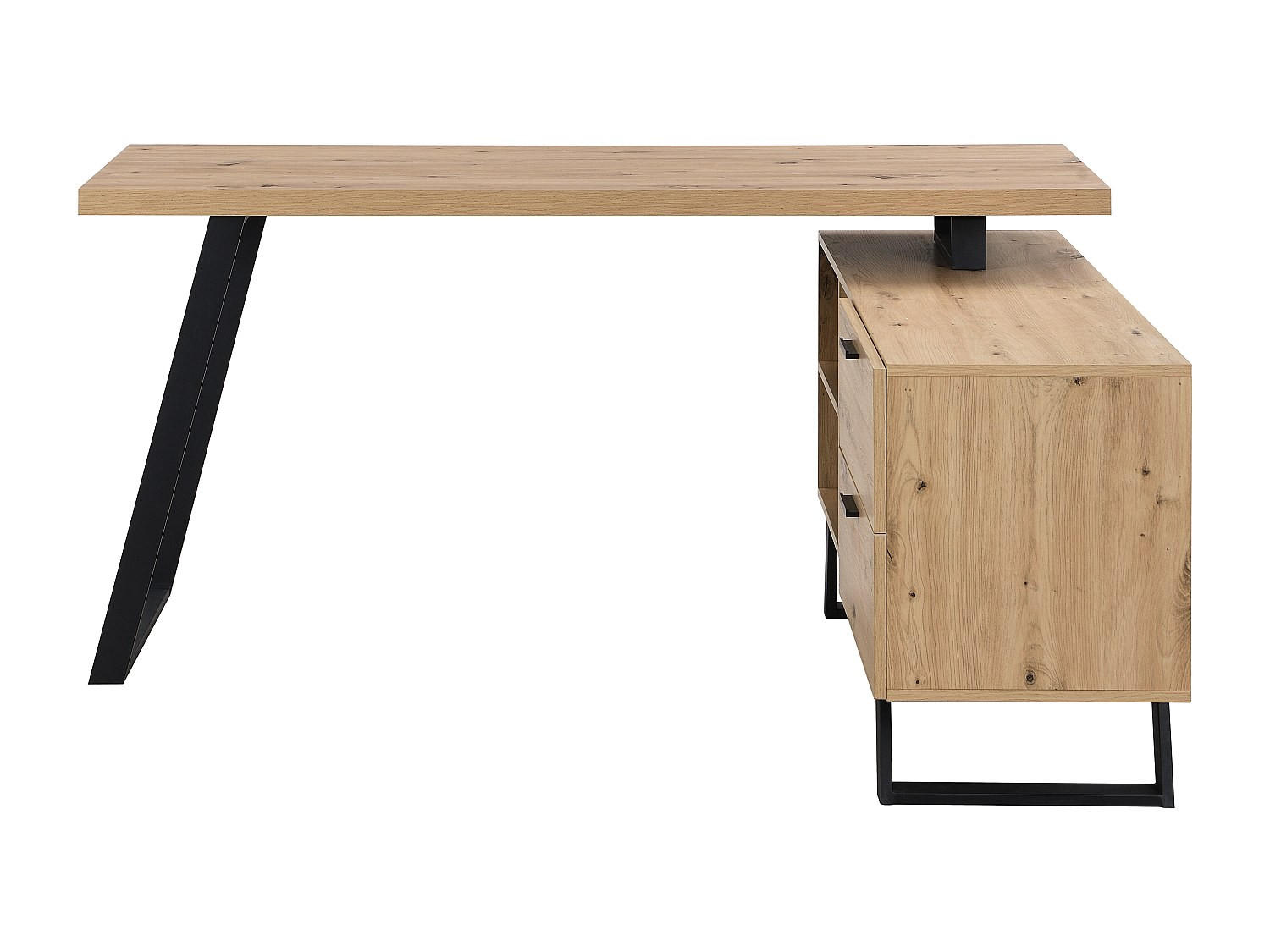 SCHREIBTISCH - 150 cmcm x 120 cmcm - Holz, Platte - Schwarz, Naturfarben Hell - NAYARO - Schwarz/Naturfarben, Holz (120/150/75cm) - Vente-Unique
