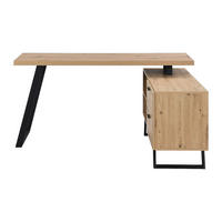 SCHREIBTISCH - 150 cm x 120 cm - Holz, Platte - Schwarz, Naturfarben Hell - NAYARO - Schwarz/Naturfarben, Holz (120/150/75cm) - Vente-Unique