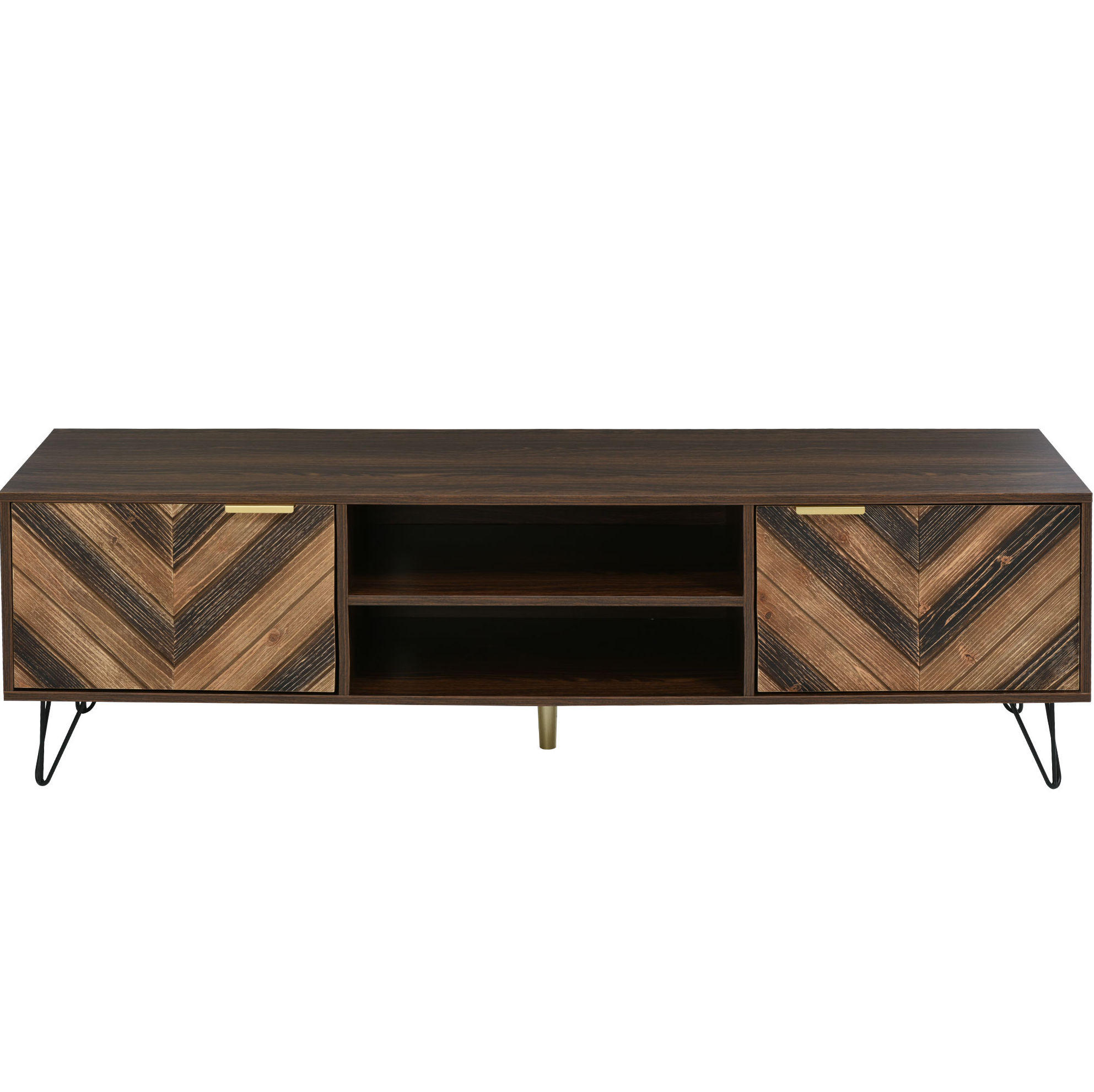 TV-LOWBOARD 155/38/48 cm mit 2 Türen und Eisenfüßen - Naturfarben, Holzwerkstoff (155/48/38cm) - BEAOK