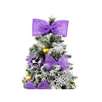 WEIHNACHTSBAUM künstlicher 60 cm mit LED-Beleuchtung, VIOLETTHARMONIE, mit 28 Weihnachtsbaumschmuck, Pflanztopf mit Jutesack - Silberfarben/Lila, Kunststoff/Stein (40/60cm) - LAALU