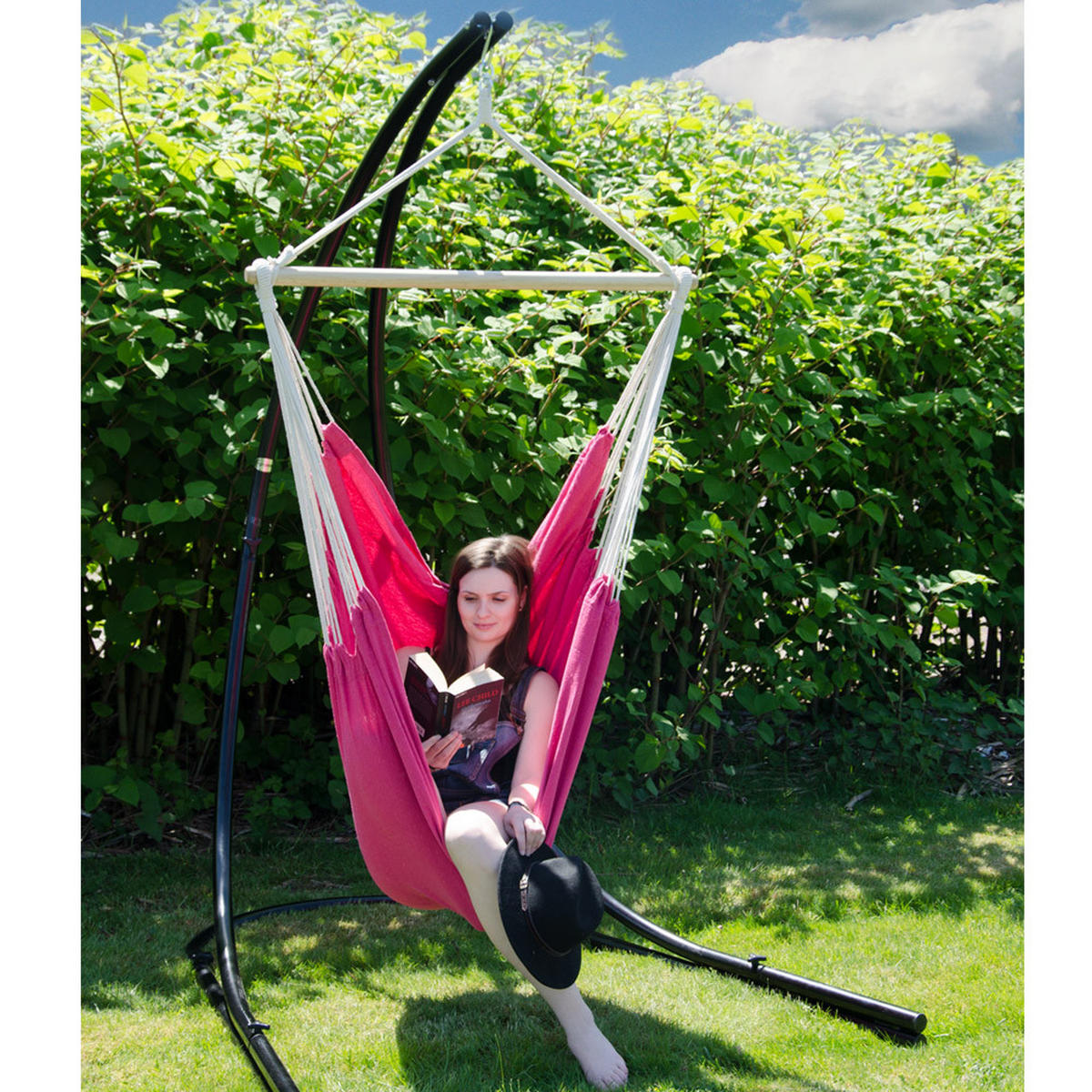XXL-HÄNGESESSEL 185/130 cm Belastbar bis 150 kg Magenta - Rot, Textil (130/155/185cm) - Amanka