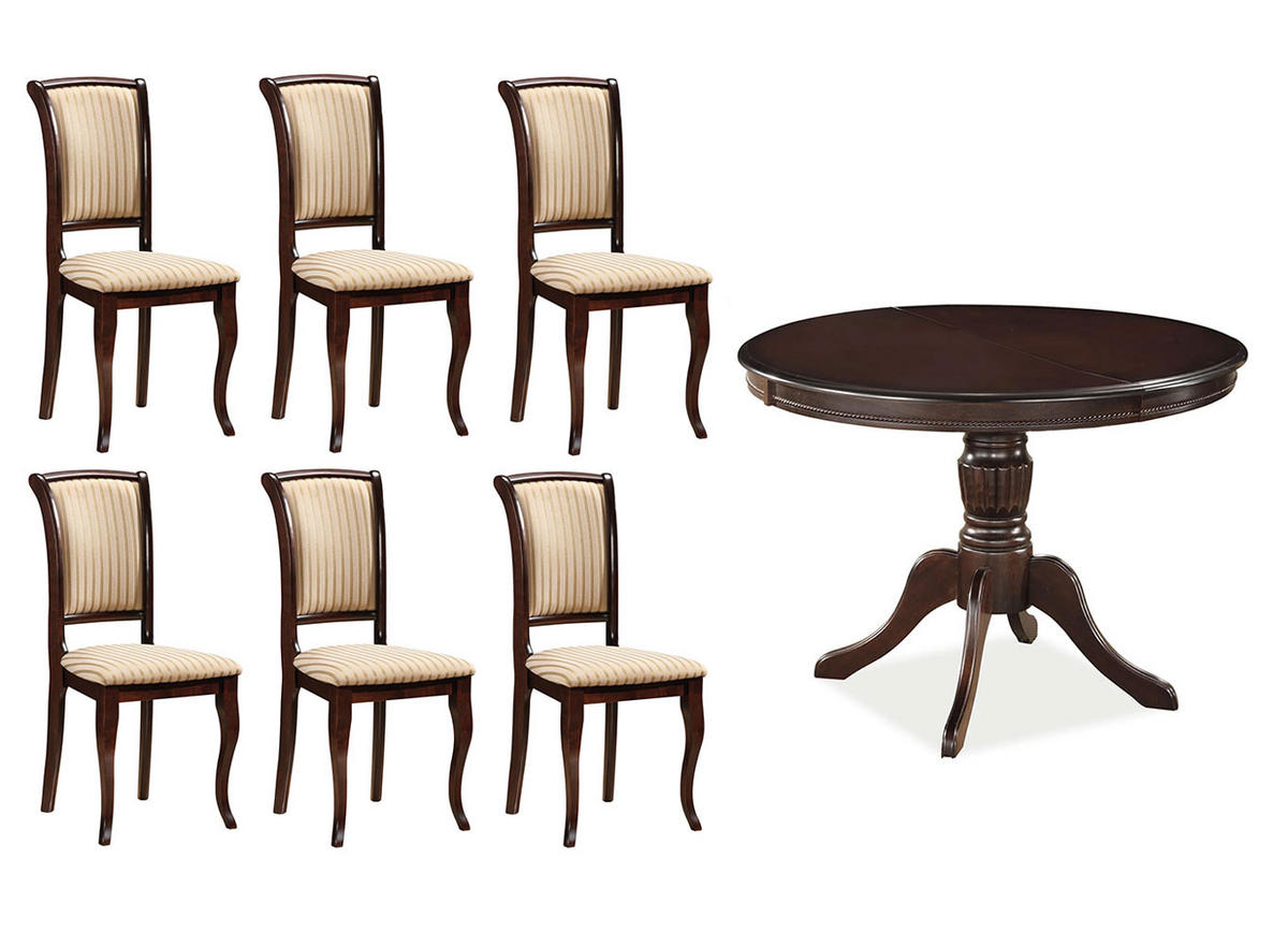 ESSZIMMER-SET Olivia 7-tlg Nussbaum dunkel - Nussbaumfarben, Holz (376/96/106cm) - Feldmann-Wohnen