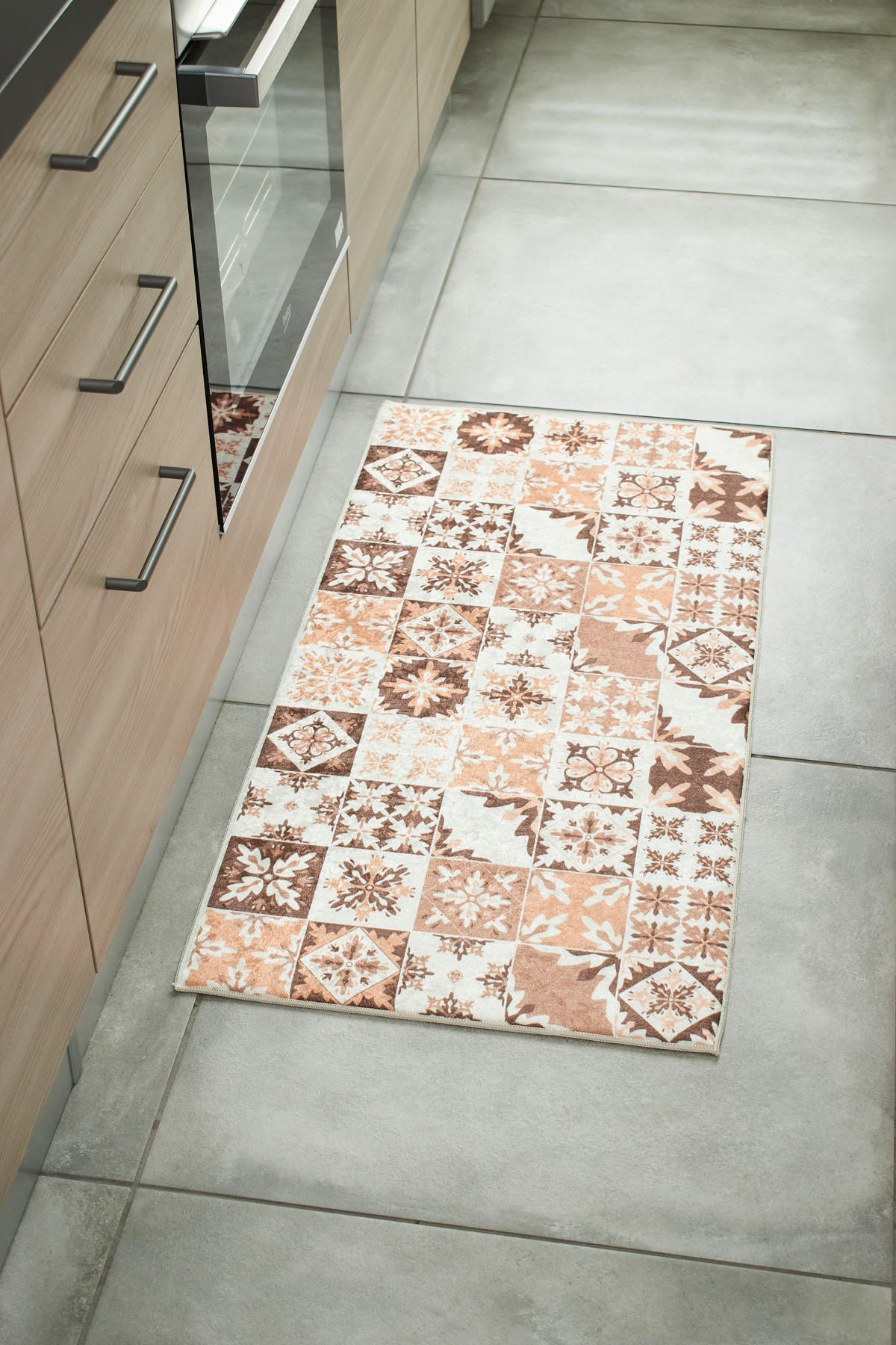 KÜCHENTEPPICH mit orangefarbenem Zementfliesenmuster Azulejo 50x100 cm - Orange, Textil (50/100cm) - Nazar Rugs