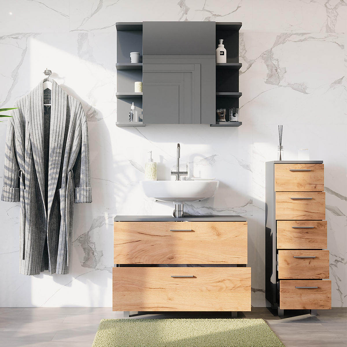 Honigeiche/Anthrazit, Holzwerkstoff (80.2/60.8/33cm) - Vicco