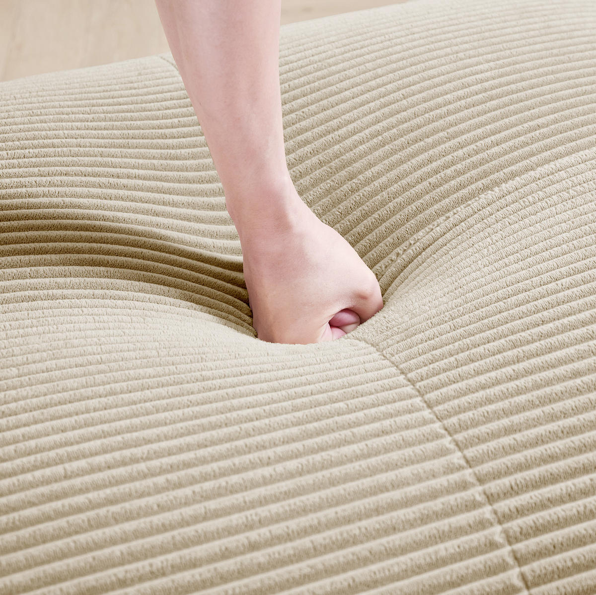 SOFA modular rahmenlos Cord Beige 3-Sitzer - Beige, Kunststoff (103/75/298cm) - Meubliv