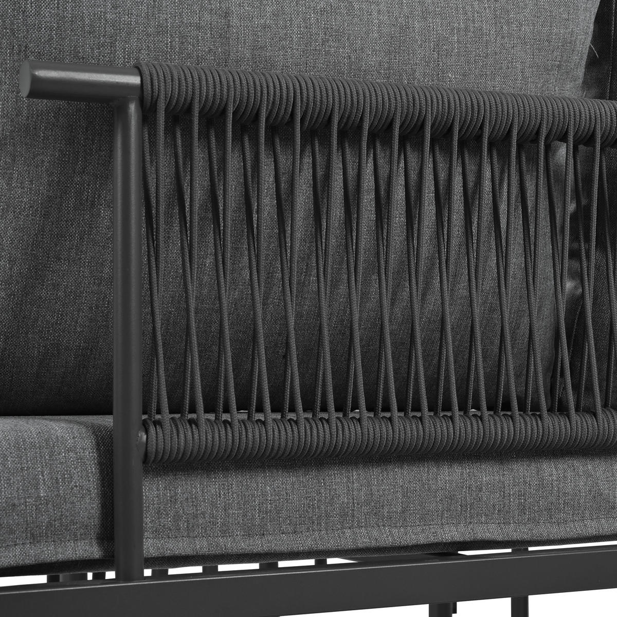 GARTENSET 231x174x66cm grau aus Stahl und Olefin, verstellbar - Grau, Metall - Modfu