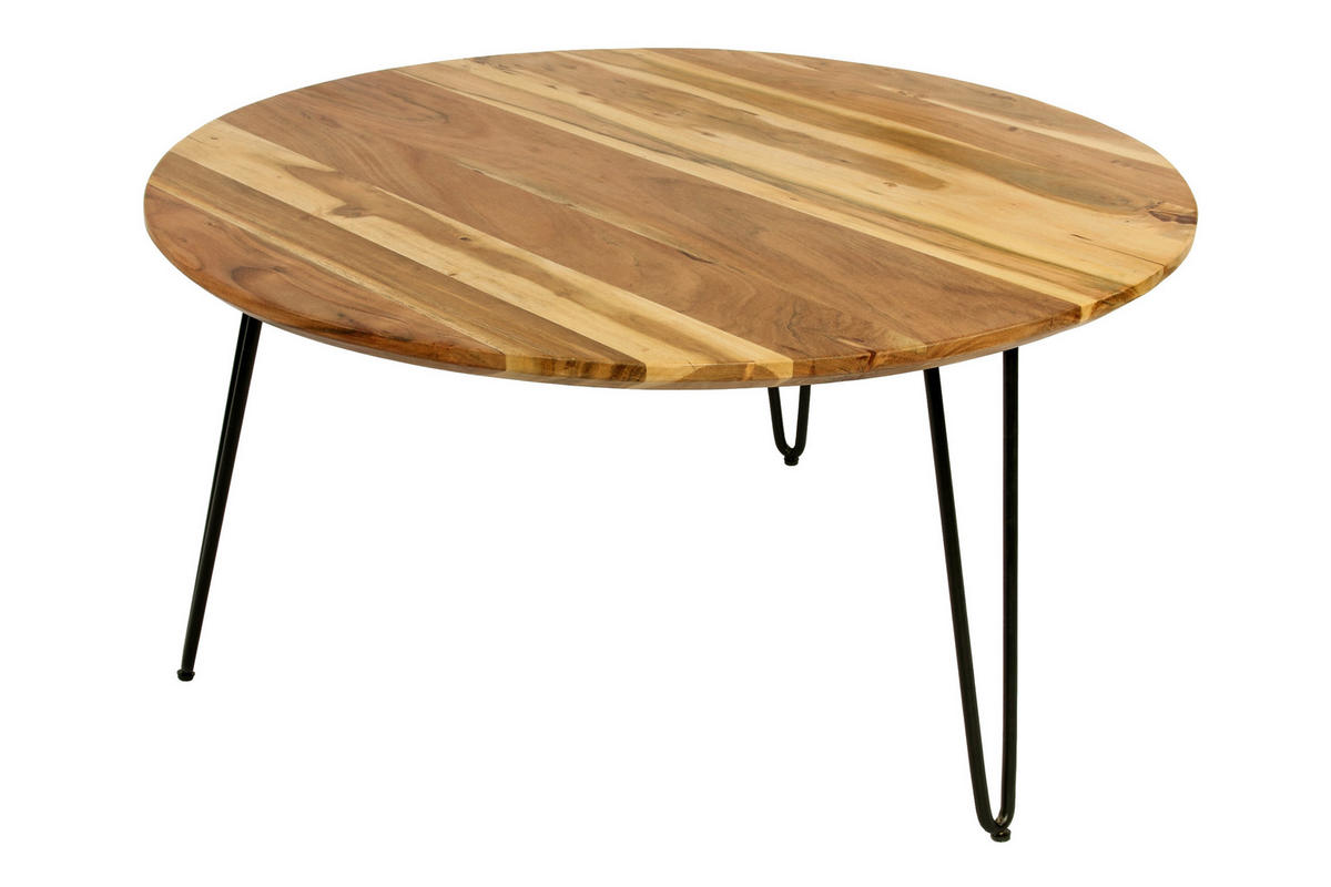 COUCHTISCH NAGAR - Beige/Schwarz, Holz/Metall (90/90/45cm) - SAM