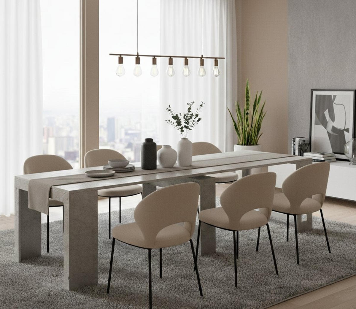 AUSZIEHBARER TISCH Holz-Effekt Zement 90/300/77 cm - Grau, Holzwerkstoff (90/300/77cm) - DMORA