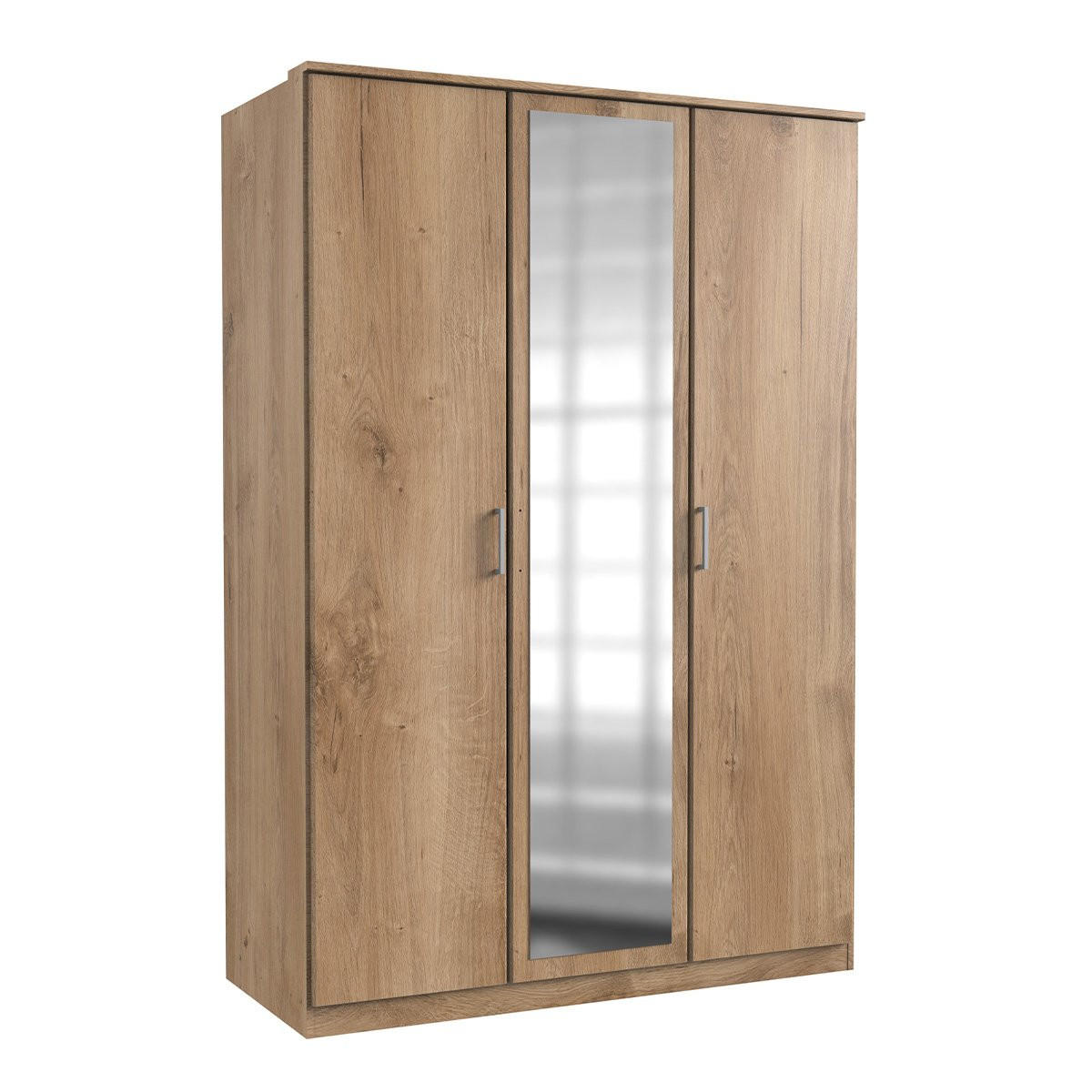 KLEIDERSCHRANK 2 Türen und 1 Spiegeltür - L135 cm - Eiche Artisan, Holzwerkstoff (58/199/135cm) - Calicosy